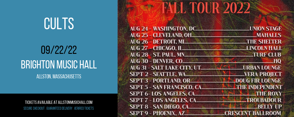 Cults at Brighton Music Hall tickets Cults at Brighton Music Hall